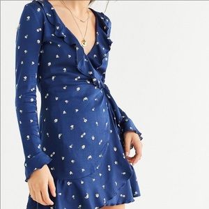 Blue floral urban outfitters wrap dress